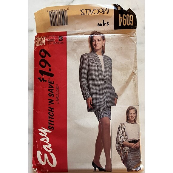 McCall's Other - McCall's Stitch N Save Pattern 6094 Womens Jacket Skirt & Shirt Size 14-16-18-20